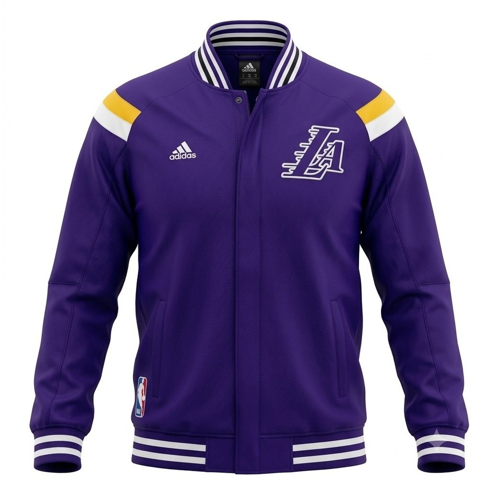 Adidas F14NBAP901AD3 NBA LA Lakers Men's Purple Snap Up Jacket. Size 2XL+2"